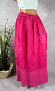 NEU A-LINIE langer ROCK Maxirock 100 Leinen Italy LAGENLOOK pink 36 38 40 42 - Bild 1 von 5