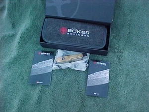 Collectible BOKER N690 BARLOW CURLY BIRCH Pocket Knife New with Zipper Pouch Box - Picture 1 of 8