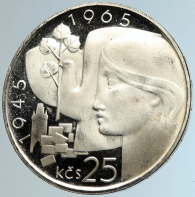 1965 CZECH REPUBLIC Czechoslovakia 25th LIBERATION Proof 25 Korun Coin i103230 - Image 1 of 3