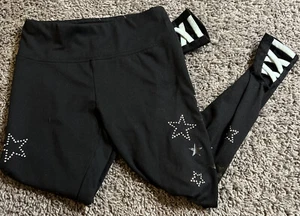 Girls Justice Active Black Tights with Rhinestar Star Accents. NWOT. Size 8. A38 - Picture 1 of 5