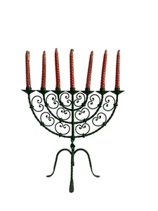 Candelabro ebraico a sette braccia, ferro battuto - Imagen 1 de 4