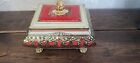 Vintage Metal Jamin Fancy Fruit Candy Footed Red, Cream, and Gold Candy Tin Retr