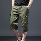 Mens 3/4 Length Camouflage Cargo Shorts Pants Trousers Loose Casual Cotton New