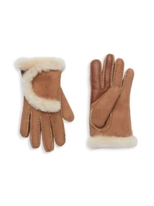 UGG Exposed Seam Genuine Shearling Gloves - Large, Chestnut - New - Picture 1 of 8