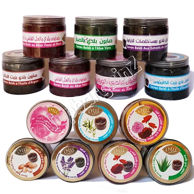 Moroccan Black Soap Argan Natural Beldi Pure Eucalyptus Rose Aker Fassi Lavender - Image 1 of 4