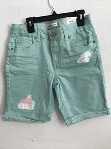 MUDD STRETCH JEAN SHORTS GIRLS SIZE 16 Green (APO-184-9) - Picture 1 of 7