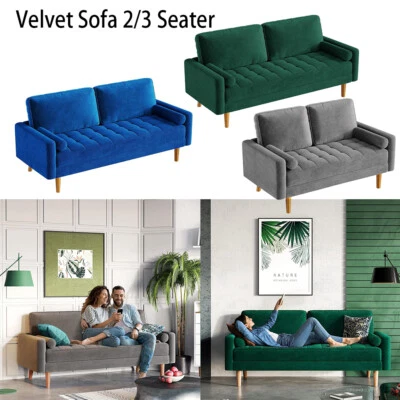2 Seater 3 Seater Velvet Sofa Modern Couch Love Seat Settee Room Apartment Home