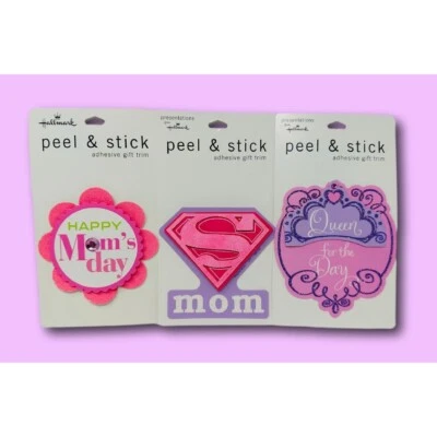 Hallmark Lot of 3 Mother's Day Adhesive Gift Trim Peel and Stick - Image 1 of 3