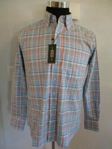 NUEVA CON ETIQUETAS CAMISA CARNOUSTIE AZUL CLARO A CUADROS PEQUEÑOS ALGODÓN MANGA LARGA PRECIO DE VENTA SUGERIDO POR EL FABRICANTE $145.00 - Imagen 1 de 11