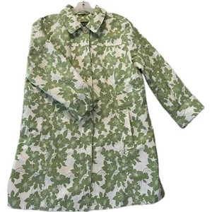 EDDIE BAUER Waterproof Trench Coat Women's Size XL Spring Ivory Green Floral NWT - Picture 1 of 16