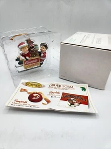 Caja de sopa Campbell's Soup niños trineo adorno de Navidad 1996 - Imagen 1 de 2