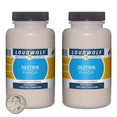 LOUDWOLF INDUSTRIAL & SCIENTIFIC Dextrin / 8 Ounces / 2 Bottles / 100% Pure Food Grade / Fine Powder / USA
