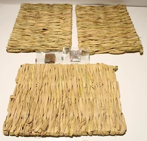 Natural Straw Woven Grass Bed Mat Chew Toy Small Animal Rabbit Guinea Pig 3pc - Picture 1 of 3