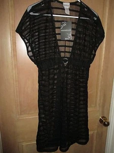 NUEVO TRAJE DE BAÑO BIKINI Wearabouts Mini Vestido Cubierto Talla S Rayas Transparentes Negro - Imagen 1 de 3