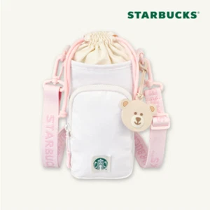 [NEW] LTD STARBUCKS BOTTLE TUMBLER BAG POUCH PINK BEAR LUNCH BOX PICNIC KOREA MD - Picture 1 of 8