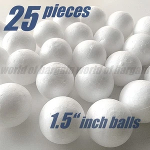 25x Foam Balls 1.5" Round White Styro Polystyrene Forms Sphere Art Craft C40 - Picture 1 of 2