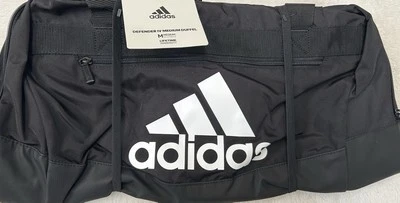 Bolsa de viagem Adidas Defense média 24”Lx13”Wx12”H preta/branca base resistente à água - Imagem 1 de 4