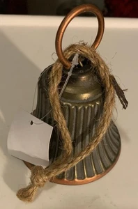 Christmas Hanging Tin Metal Ribbed Bell 4.5" Tall NWT - Picture 1 of 2