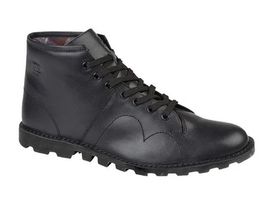 Grafters Black Leather Monkey Boots Unisex Casual Ankle Lace Up UK Sizes 3-12 - Image 1 of 2