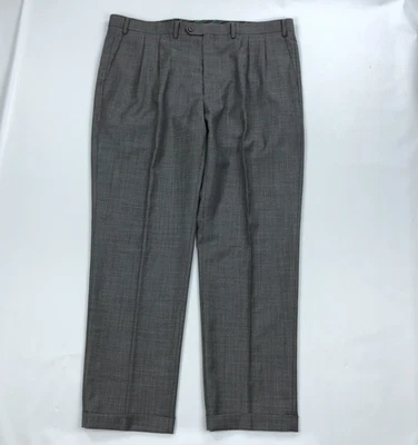 Chaps Pants 42x32 Wool High Waist Double Pleated Trousers Gray - Image 1 of 4