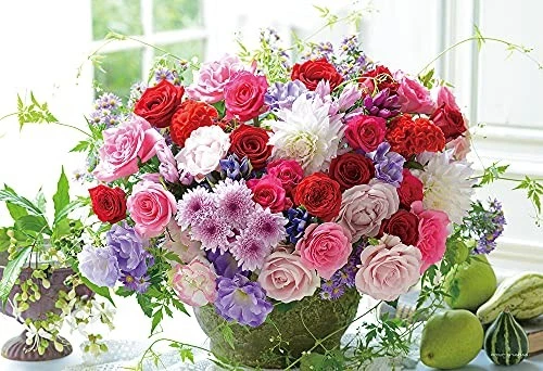 Yanoman [Made in Japan] 500-Piece Jigsaw Puzzle Compact Pieces Brilliant Flower - Image 1 of 4