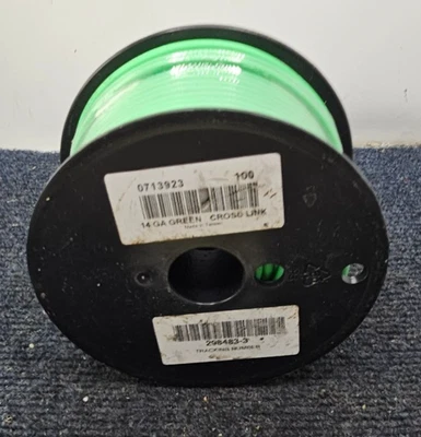 0713923: 100 ft 14 GA Cross Link Primary Wire with 1 Conductor, 50V - Green - Image 1 of 4