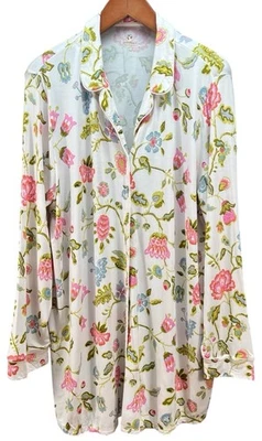 Spartina 449 Jan Jacoben Cream & Pink Long Sleep Shirt XXL - Image 1 of 4