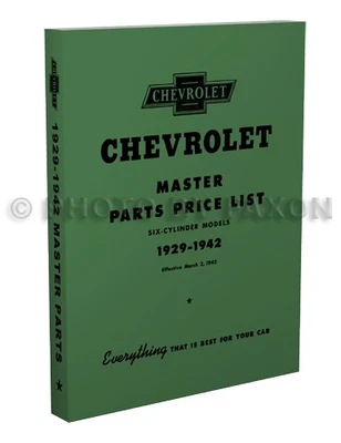 Libro de piezas maestras Chevy 1936 1937 1938 1939 1940 1941 1942 Chevrolet Car Truck  Foto 1 de 4