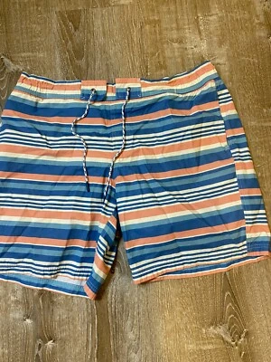 Bañador LL Bean vintage pantalones cortos para hombre azul naranja forrado a rayas XL USADO EN EXCELENTE ESTADO Foto 1 de 4