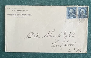 1896 Cubierta J F Mathews Comestibles y Provisiones Madison Nebraska - Imagen 1 de 5