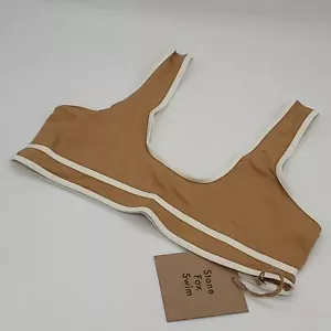 Stone Fox Swim Bikini Top Womens Small Dhalia Cropped Bralette Tannin Brown - Picture 1 of 10