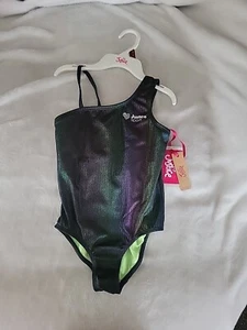 JUSTICE SPORT ASYM SWIMSUIT BLACK SIZE S (7/8) - Picture 1 of 2