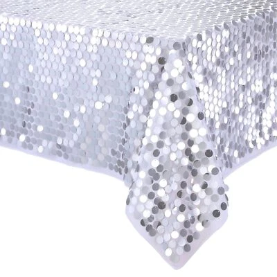 Серебряная скатерть ткань с блестками 50x70 дюймов пайетка скатерть для украшения вечеринок - Изображение 1 из 4