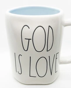 GOD IS LOVE Mug Ivory, Blue Interior, Rae Dunn by  Magenta, Christian, 18 Oz. - Picture 1 of 7