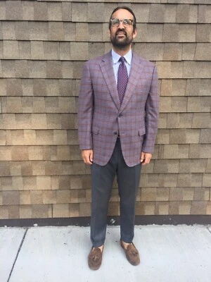 Paul Stuart Plaid Sports Coat 43 Long Made In Canada 100% Soft Cashmere - Image 1 of 4