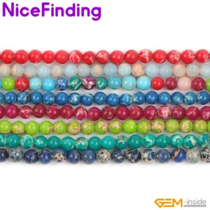 Assorted Color Sea Sediment Jasper Round Gemstone Beads For Jewelry Making 15" - Picture 1 of 109