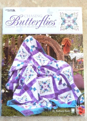 Leisure Arts Cross Stitch Quilt Blocks 4 Quilts CHASING BUTTERFLIES w/ Transfers - Image 1 of 4