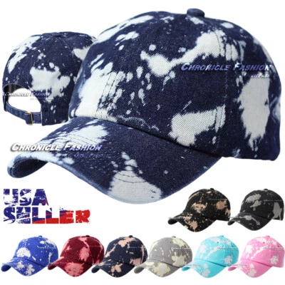 Tie Dye Dad Hat Washed Cotton Baseball Cap Adjustable Men’s Polo Style Blank - Image 1 of 4