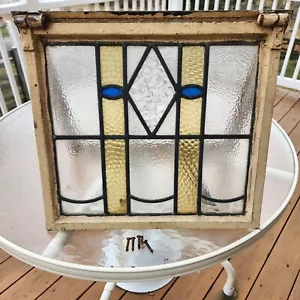 Antique Droifwich UK English Stained Glass Casement Window Metal Frame 20x18 - Picture 1 of 21