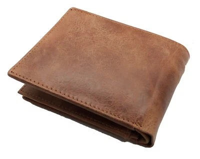 Brown Handcrafted Cowhide Genuine Leather Men's Bifold Premium Wallet - Image 1 of 4