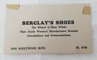Advertising Card Berclay's Shoes Wizard Of Shoe Values Hollywood Blvd 1950