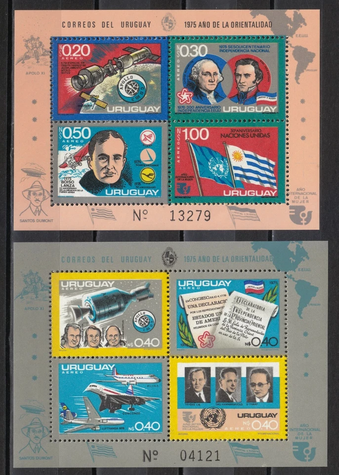 Uruguay 1975 MNH Mi Bloque 26 Bloque 27 Sc C413-C414 Apollo-Soyuz / Concorde ** Foto 1 de 2