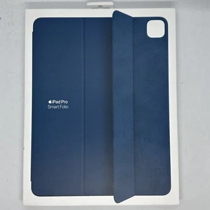 ÉTUI VÉRITABLE APPLE IPAD PRO 12,9 POUCES 6E GÉNÉRATION SMART FOLIO BLEU MARINE - Photo 1/6