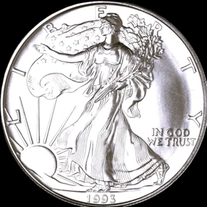 1993 AMERICAN SILVER EAGLE 1 OZ. PURE FINE SILVER 999 BULLION COIN / BU-UNC - Picture 1 of 5