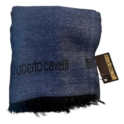 Sciarpa Uomo Roberto Cavalli Scarf Blu Lana Viscosa 65x200 - Imagen 1 de 4