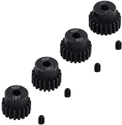 Set di 4 pignoni in acciaio 18T 19T 20T 21T 48DP per veicoli RC 1:10 - metallo - Immagine 1 di 4