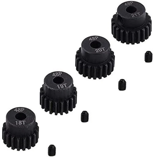 Set di 4 pignoni in acciaio 18T 19T 20T 21T 48DP per veicoli RC 1:10 - metallo - Immagine 1 di 4