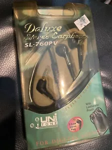 3.5mm Deluxe Stereo Earphones Headset with Leatherette Pouch SL-760PV by UniTone - Picture 1 of 2
