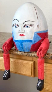 Humpty Dumpty geschnitzt Holz handbemalt Klapp Gelenk Regal Sitter Volkskunst 18" - Bild 1 von 7
