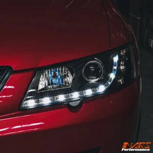 Black DRL LED Projector for Head Lights Holden Commodore VY UTE SEDAN WAGON - Picture 1 of 17